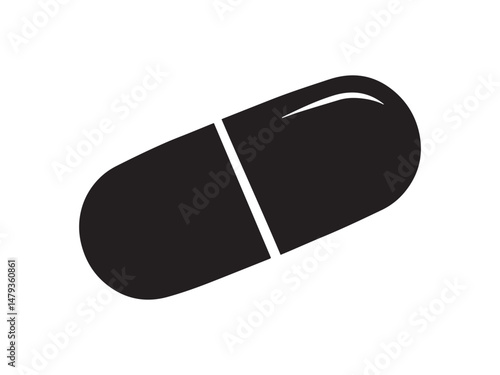 Capsule Pill Silhouette Vector for Pharmaceutical, Medication and Healthcare Design