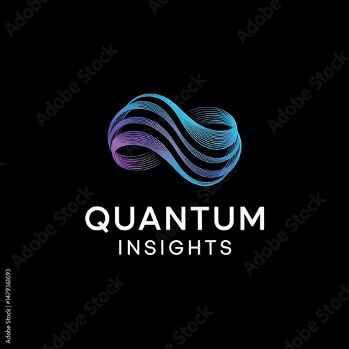 Abstract wavy gradient symbol logo for Quantum Insights on a black background