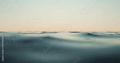 Wave sea beach and sunset sky abstract background. Nature and summer concept. 3d render.	