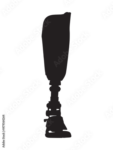 Prosthetic Leg Silhouette Vector for Orthopedic Mobility Aid and Rehabilitation Technology