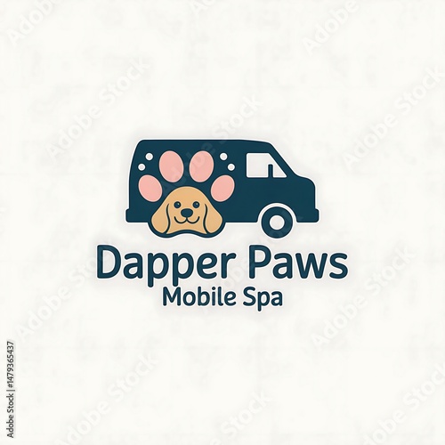 Wallpaper Mural Distinctive logo design featuring van dog and paw print for mobile pet grooming business branding Torontodigital.ca