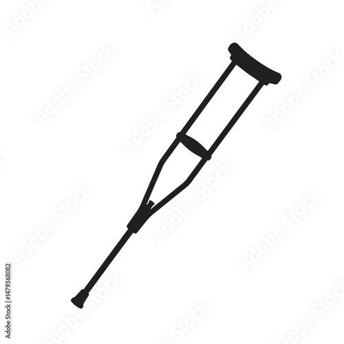 Crutch Silhouette Vector for Mobility Aid, Injury Recovery and Medical Support Design