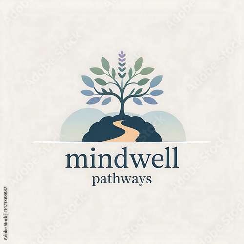 Emblem symbolizing a journey towards mental wellness and personal growth through nature elements