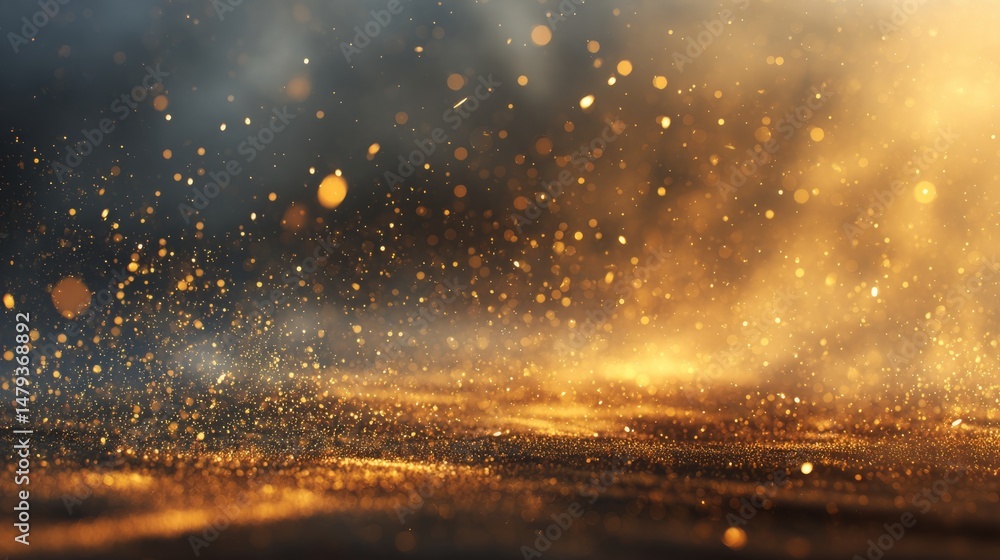 Naklejka premium Golden dust floating in sunlight, a serene and spiritual moment of peace and light 