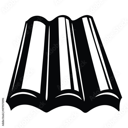 Illustration of three interlocking roof tiles showing a wavy pattern suitable for construction and architecture design