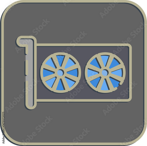 Icon video graphics. Computer components elements. Icon in embossed style.