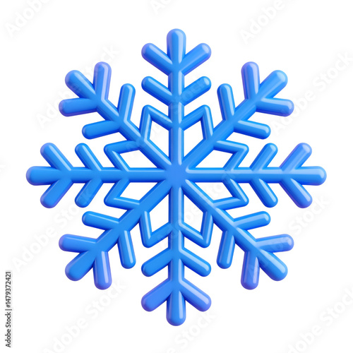 Blue 3D Snowflake: An icy blue 3D snowflake, meticulously crafted with intricate details and a glossy finish, radiates a sense of winter wonderland and festive cheer.