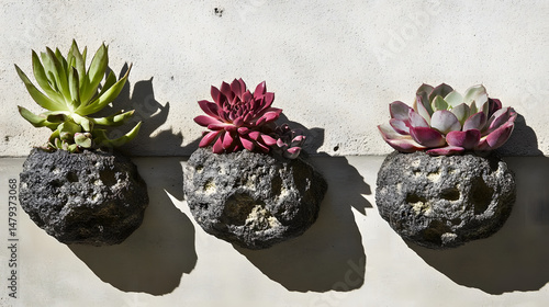 Succulents in Stone Pots, Decor