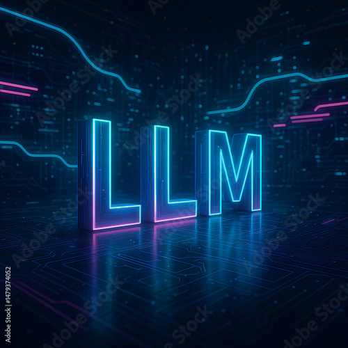 Large language model concept, the letters 
