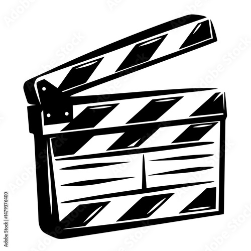 Classic Black and White Film Clapperboard Movie Production Icon
