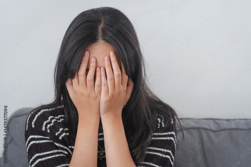 Sad Crying Woman In Despair Covering Her Face With Hands Sad Crying Woman In Despair Covering Her Face With Hands