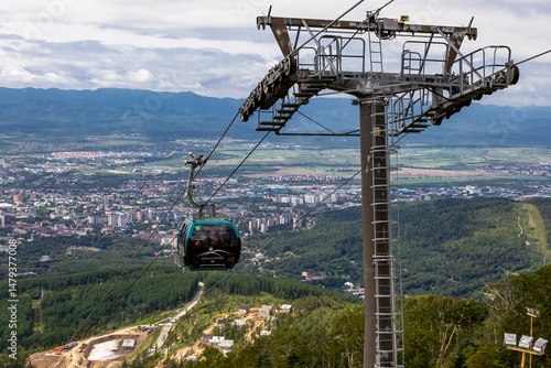 Cableway in Yuzhno-Sakhalinsk. Ski Trail - Height. Sakhalin, Russia