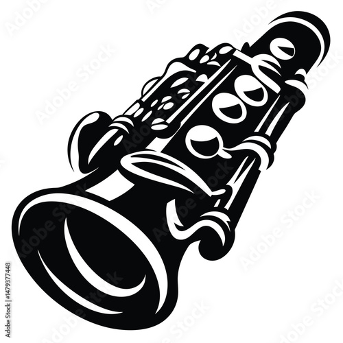 A Black and White Illustration of a Soprano Saxophone