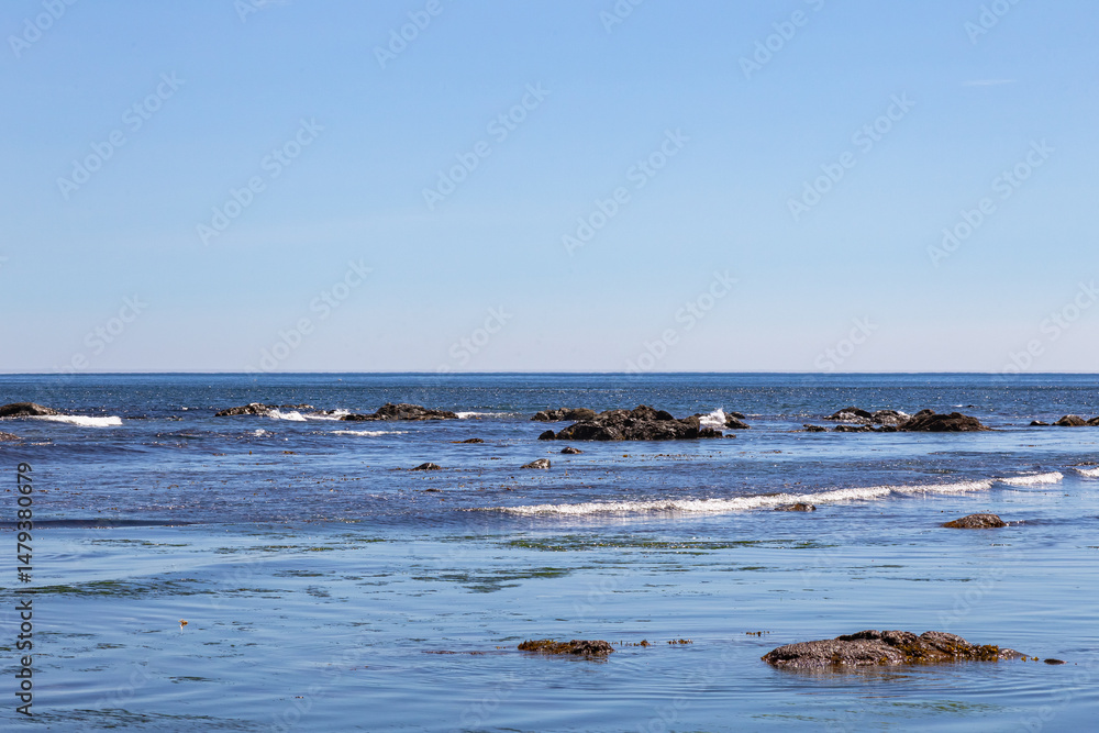 Fototapeta premium Okhotsk Sea Coast. Rocks, Waves. Sakhalin, Russia