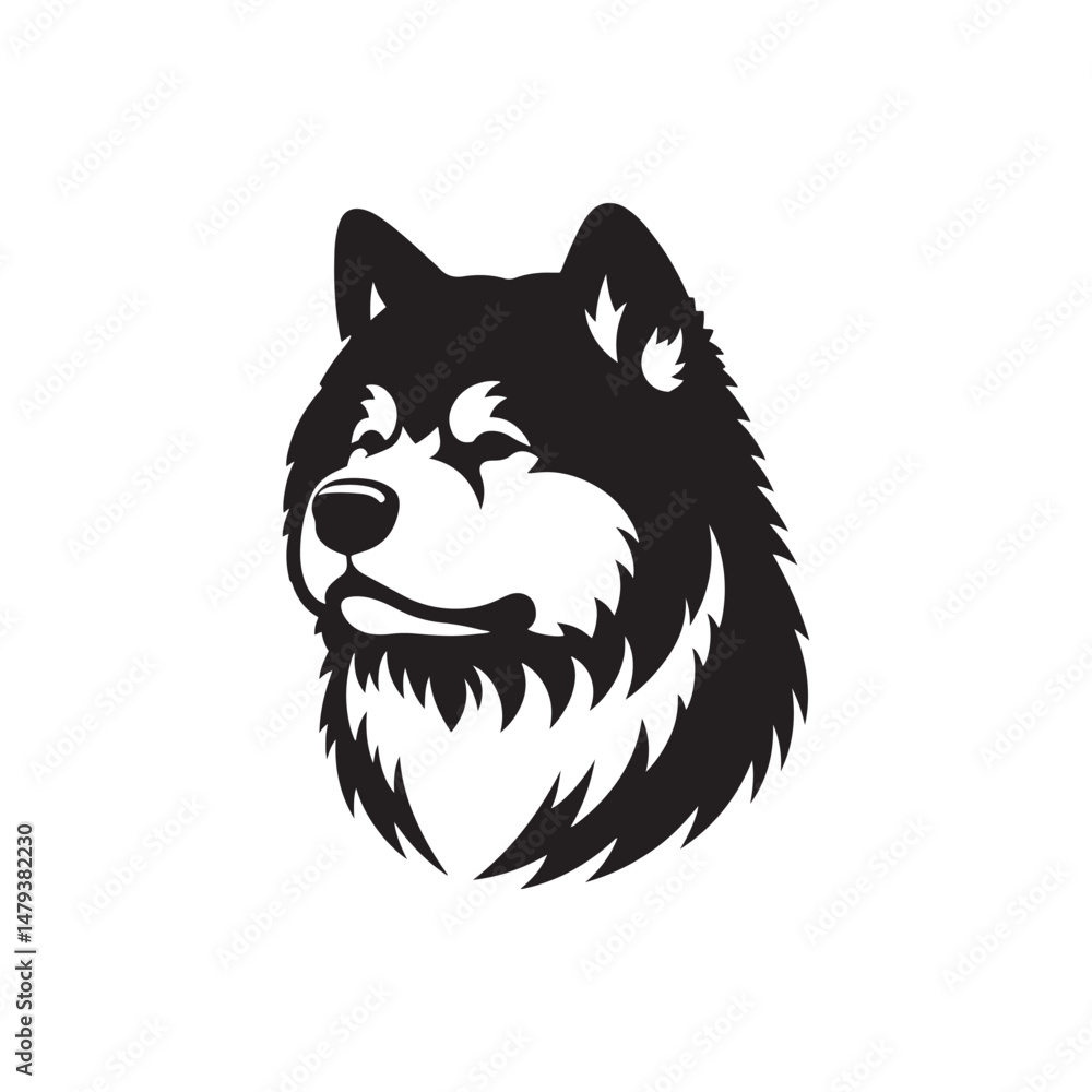 Naklejka premium Majestic Akita Dog Silhouette Vector Illustration – Bold Outline of Loyal Japanese Breed – Perfect for Pet Art, T-shirt Designs, Decals, Posters, and Craft Projects