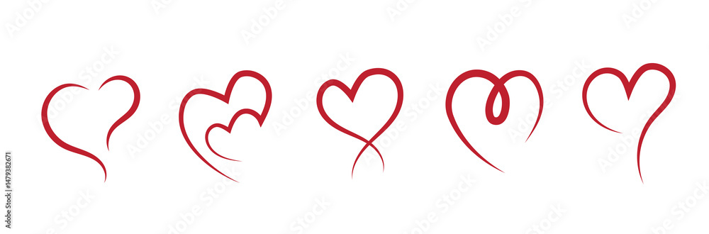 Set of abstract red heart logo, Heart Red Love Logo Variations. Various simple vector heart love icon. Set of abstract red heart logo, Heart Red Love Logo Variations. Various simple vector heart love icon.