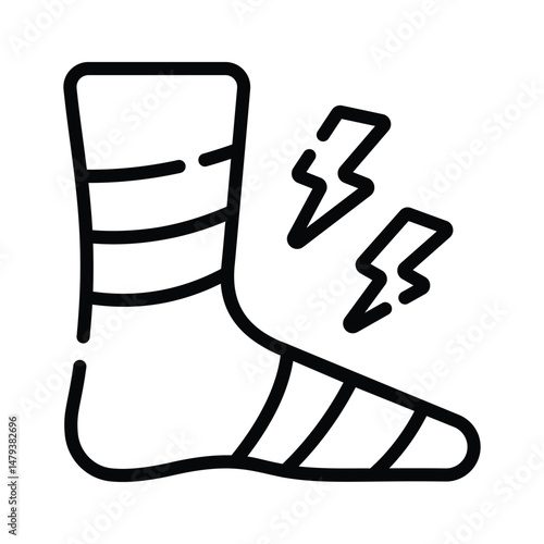 Download our premium line icon of foot pain