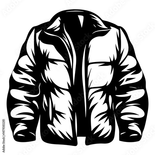 Stylish Mens Winter Puffer Jacket Apparel Design Illustration