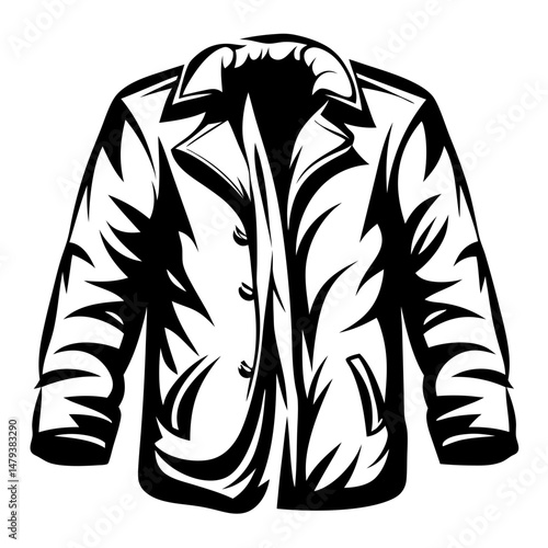 Stylish Mens Black Leather Jacket Design Fashion Apparel Illustration