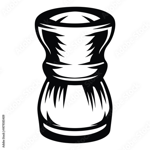 Elegant black and white illustration of a classic shaving brush design
