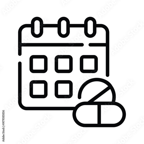 Download our premium line icon of medicine reminder calendar