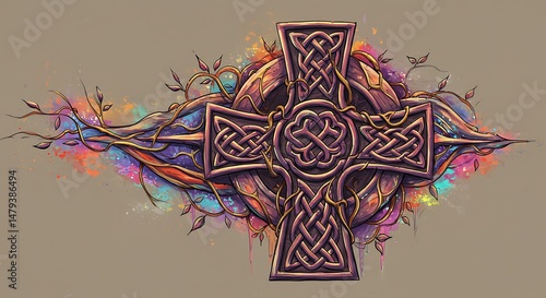Celtic Cross Eternal Faith Tattoo This Celtic cross tattoo, with its intricate knotwork, represents eternal faith and the intertwining of heaven and earth, a timeless symbol of Christian devotion.