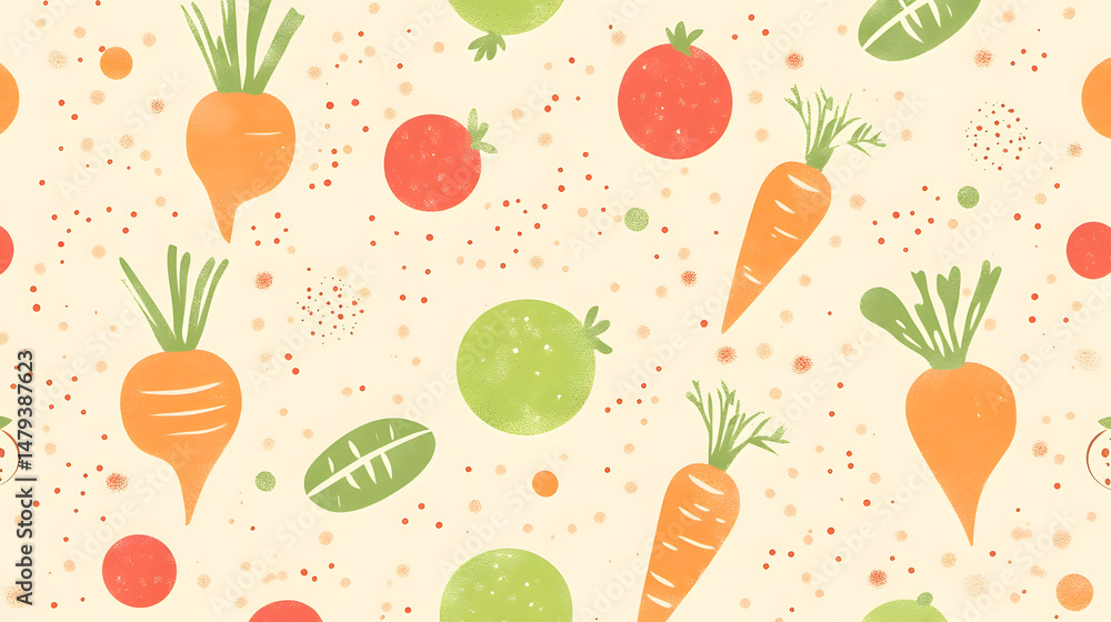 Vibrant Carrots, Tomatoes, Pattern