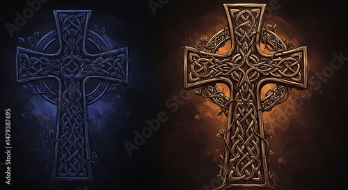Celtic Cross Eternal Faith Tattoo This Celtic cross tattoo, with its intricate knotwork, represents eternal faith and the intertwining of heaven and earth, a timeless symbol of Christian devotion.