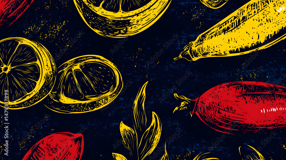 Vibrant Citrus & Red Fruit Design