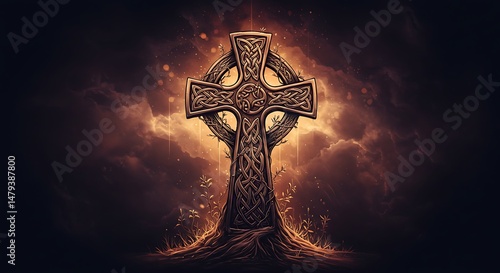 Celtic Cross Eternal Faith Tattoo This Celtic cross tattoo, with its intricate knotwork, represents eternal faith and the intertwining of heaven and earth, a timeless symbol of Christian devotion.