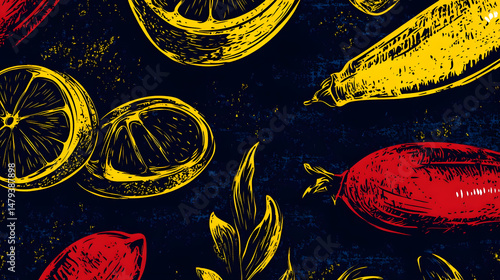 Obraz na płótnie Vibrant Citrus & Red Fruit Design w salonie