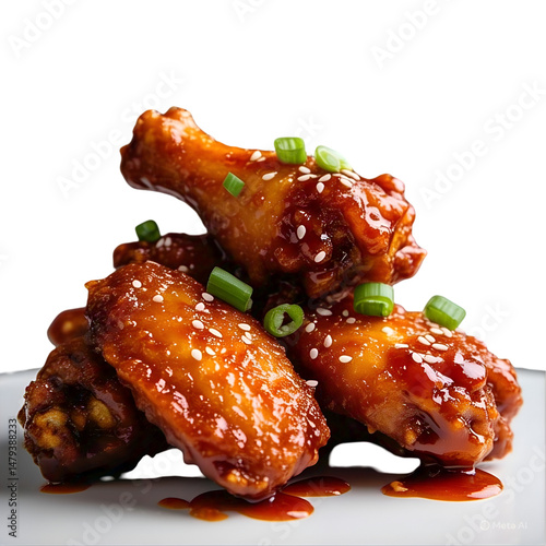 Crispy Korean Fried Chicken Isolated on White