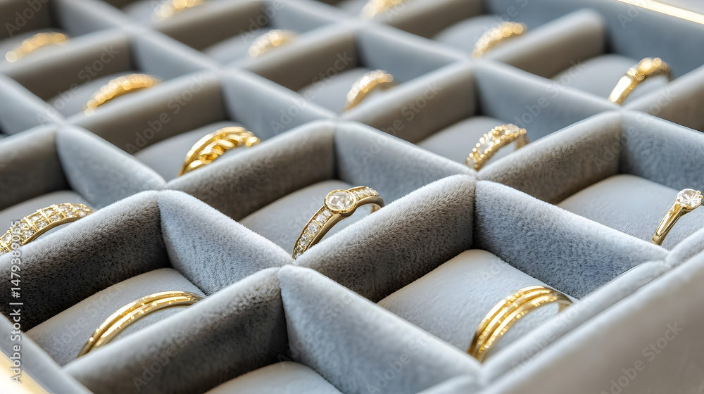 Golden Rings with Diamonds Shine Brightly