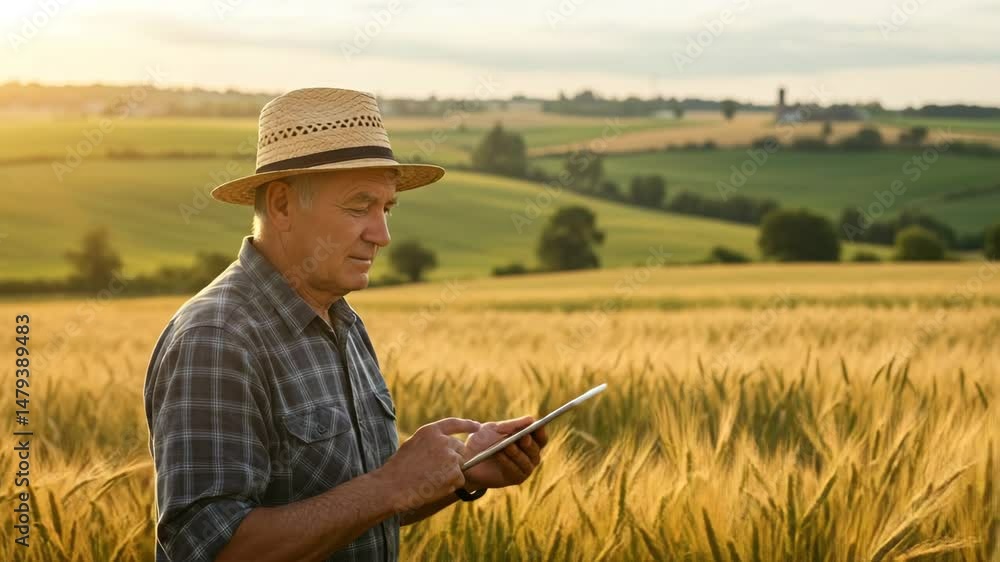farmer holding a green screen digital tablet with plantation in the background farmer holding a green screen digital tablet with plantation in the background