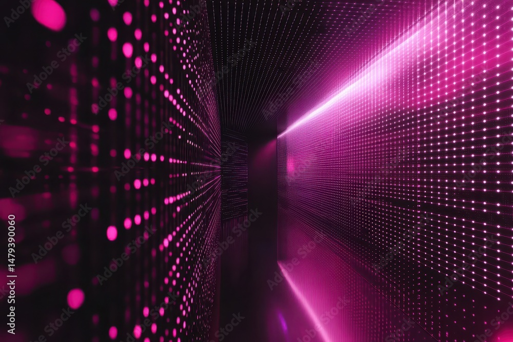Glowing pink LED corridor, vibrant, futuristic Glowing pink LED corridor, vibrant, futuristic