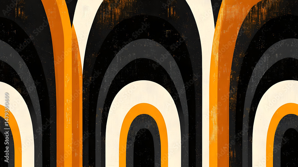 Abstract Orange Black Arch Design