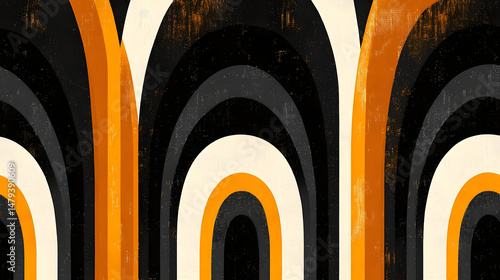 Obraz na płótnie Abstract Orange Black Arch Design w salonie