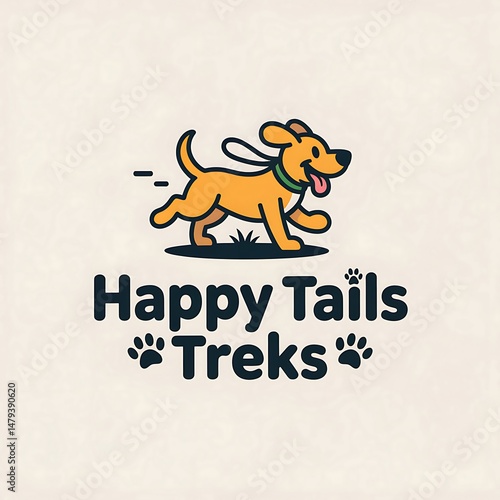 Vibrant Cartoon Dog Running Logo for Pet Walking and Animal Adventure Brand Identity