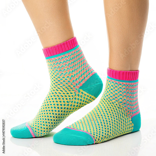 Yoga socks with anti-slip grip on white background