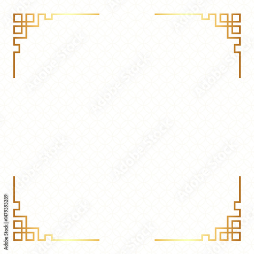 Chinese New Year background with oriental style pattern and golden frame decoration at corners, spring festival, vector design