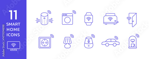 Smart Home Icons Collection in Minimal Outline Style Tech Icon Set representing Innovation of Automation Utilities Appliances Technology for Everyday Living
