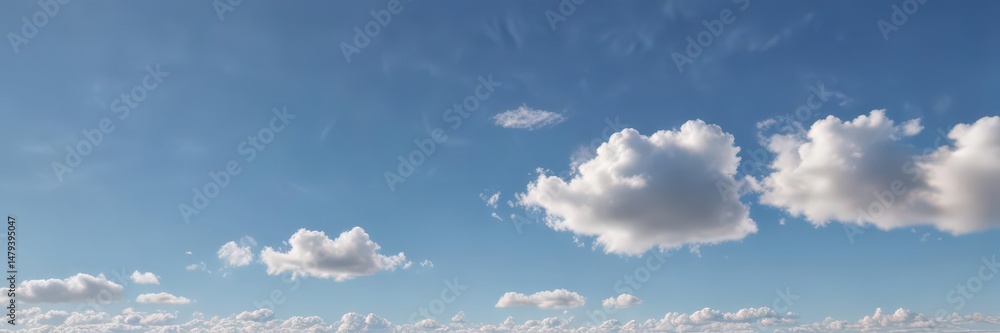 Obraz premium Crisp blue sky, scattered small cirrus clouds, bright sunlight , beauty, weather, sunlight