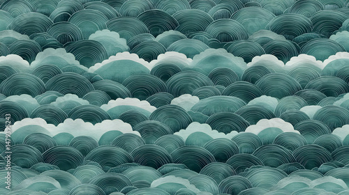 Obraz na płótnie Teal Waves Abstract Art Design w salonie