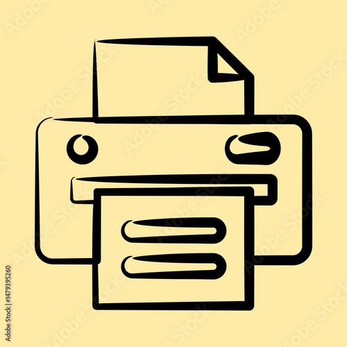 Icon printer. Computer components elements. Icon in hand drawn style.