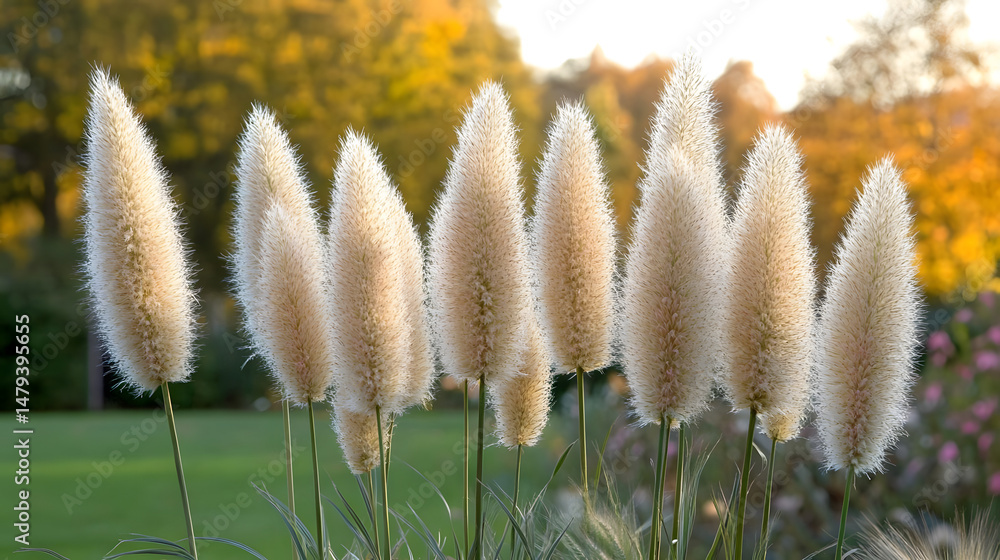 Fluffy Grass in Autumn Sunlight