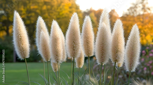 Obraz na płótnie Fluffy Grass in Autumn Sunlight w salonie
