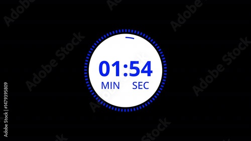 two minutes circle countdown timer, 2 minute countdown animation, animation of two minutes countdown on a transparent background.