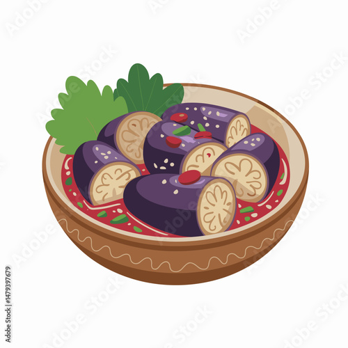 Braised Eggplant with Garlic Sauce in Red Chili Oil