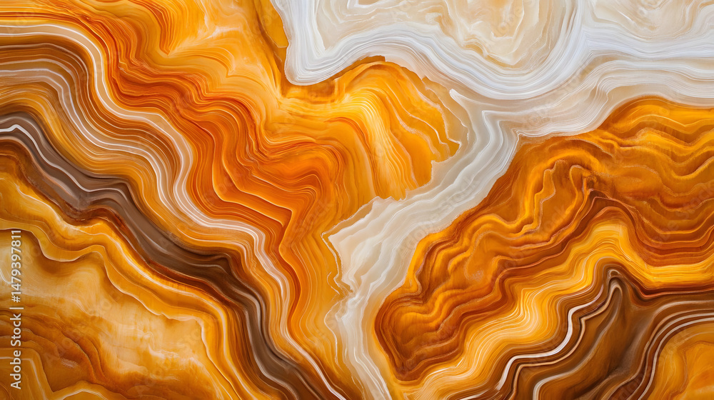 Swirling Orange Abstract Marble Design