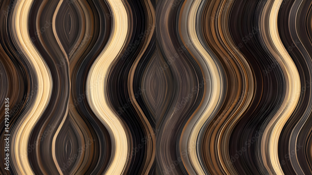 Abstract Waves: Brown & Beige Swirls